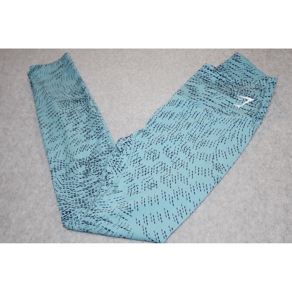 Gymshark Leggings Womens Small or 4 Blue High Waisted Geo Pattern Athletic Gym